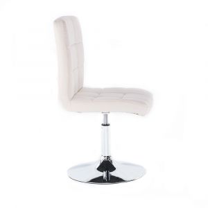 Židle TOLEDO na stříbrné kulaté podstavě - bílá