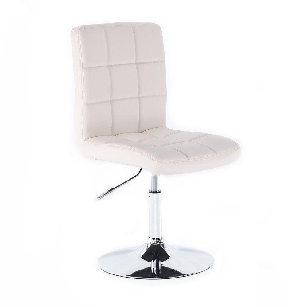 Kosmetická židle TOLEDO na stříbrné kulaté podstavě - bílá