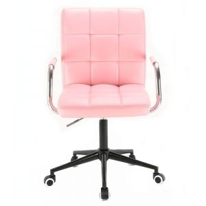 Kosmetická židle VERONA na černé podstavě s kolečky - růžová