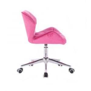   Židle MILANO VELUR na stříbrné podstavě s kolečky - růžová