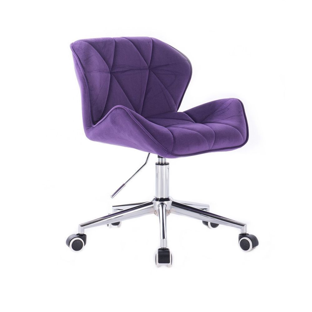 Židle MILANO VELUR na stříbrné podstavě s kolečky - fialová