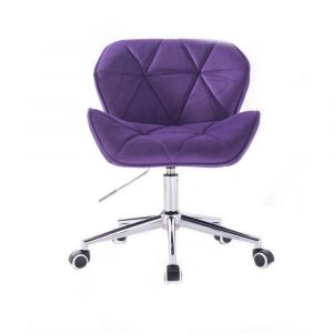 Židle MILANO VELUR na stříbrné podstavě s kolečky - fialová