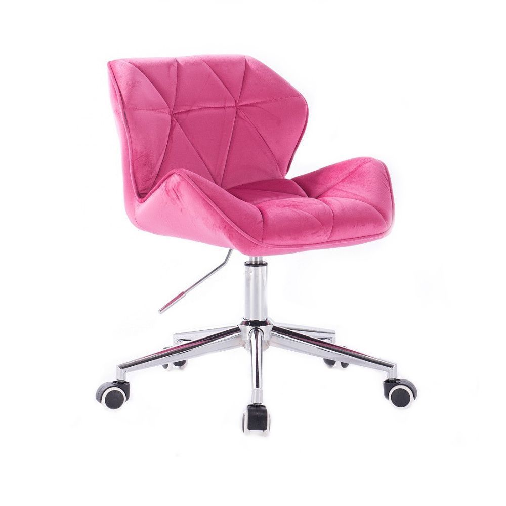   Židle MILANO VELUR na stříbrné podstavě s kolečky - růžová