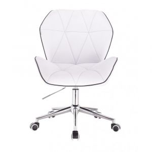 Židle MILANO MAX na stříbrné podstavě s kolečky - bílá