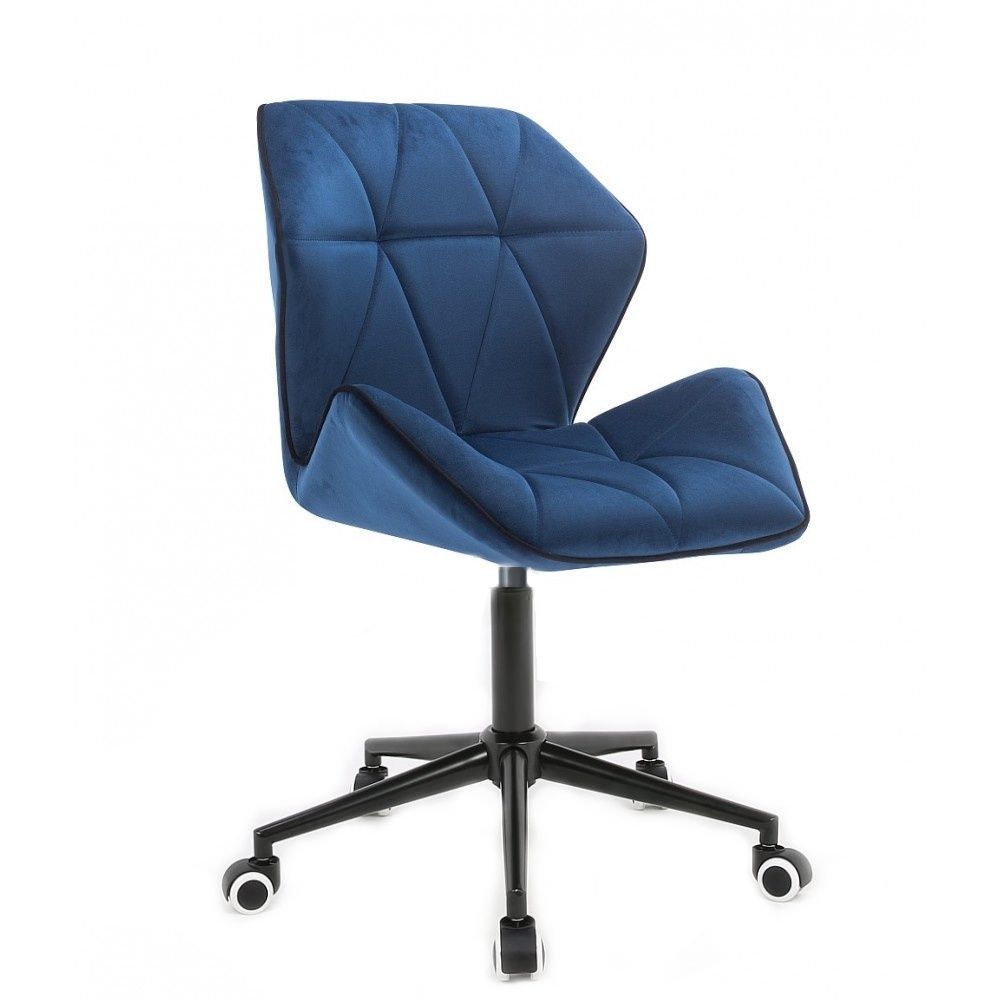 Židle MILANO MAX VELUR na černé podstavě s kolečky - modrá