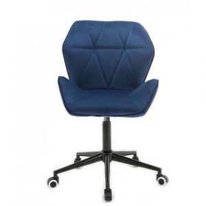 Židle MILANO MAX VELUR na černé podstavě s kolečky - modrá