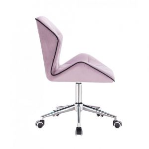 Židle MILANO MAX VELUR na stříbrné podstavě s kolečky - fialový vřes