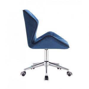 Židle MILANO MAX VELUR na stříbrné podstavě s kolečky - modrá