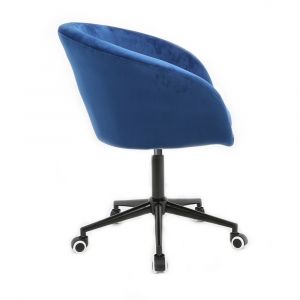 Židle VENICE VELUR na černé podstavě s kolečky - modrá