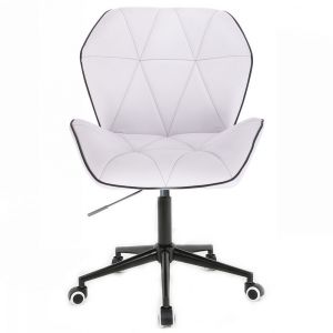 Kosmetická židle MILANO MAX na černé podstavě s kolečky - bílá
