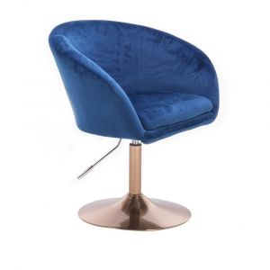 Kosmetická židle VENICE VELUR na zlatém talíři - modrá