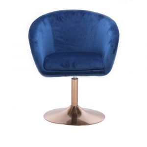 Židle VENICE VELUR na zlatém talíři - modrá