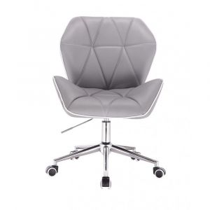 Kosmetická židle MILANO MAX na stříbrné podstavě s kolečky - šedá