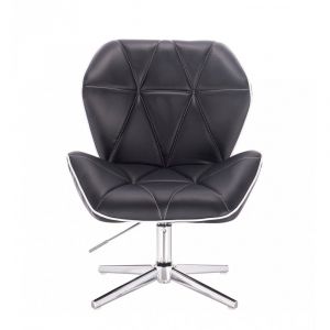 Kosmetická židle MILANO MAX na stříbrném kříži - černá