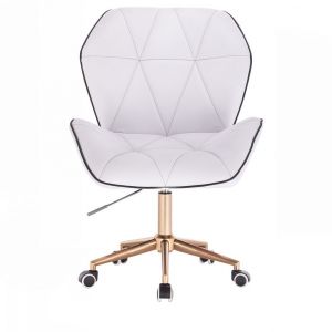 Kosmetická židle MILANO MAX na zlaté podstavě s kolečky - bílá