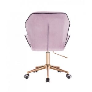 Kosmetická židle MILANO MAX VELUR na zlaté základně s kolečky - fialový vřes