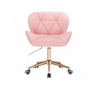 Kosmetická židle MILANO na zlaté podstavě s kolečky - růžová