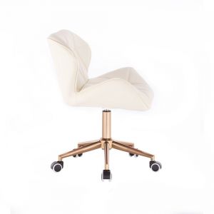 Kosmetická židle MILANO na zlaté podstavě s kolečky - krémová