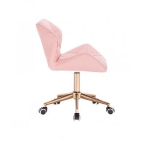 Židle MILANO na zlaté podstavě s kolečky - růžová