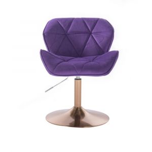 Kosmetická židle MILANO VELUR na zlatém talíři - fialová