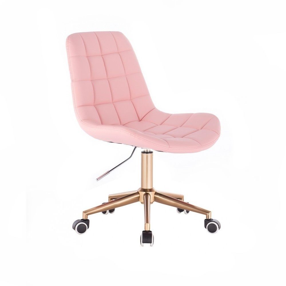 Židle PARIS na zlaté podstavě s kolečky - růžová