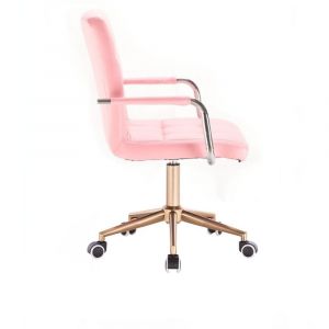 Židle VERONA na zlaté podstavě s kolečky - růžová