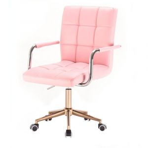 Židle VERONA na zlaté podstavě s kolečky - růžová