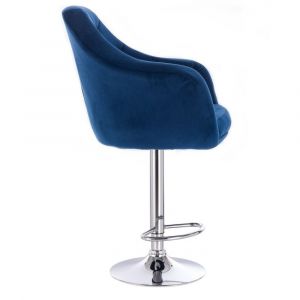 Barová židle ANDORA VELUR  na stříbrném talíři - modrá