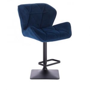 Barová židle MILANO VELUR na černé podstavě - modrá