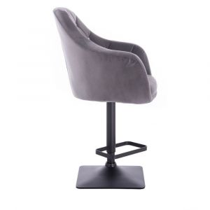 Barová židle ROMA VELUR na černé podstavě - tmavě šedá
