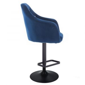 Barová židle ROMA VELUR na černém talíři - modrá
