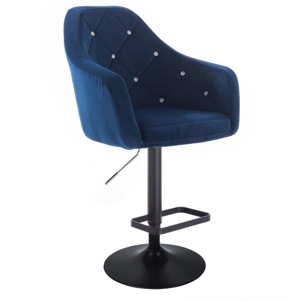 Barová židle ROMA VELUR na černém talíři - modrá