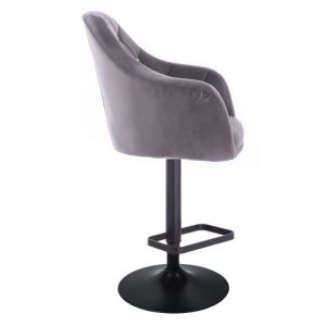 Barová židle ROMA VELUR na černém talíři - tmavě šedá