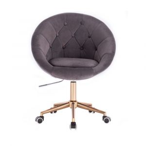 Nabízíme široký sortiment židlí a křesel, herní ži Kosmetické křeslo VERA VELUR na zlaté podstavě s kolečky - šedé LuxuryForm