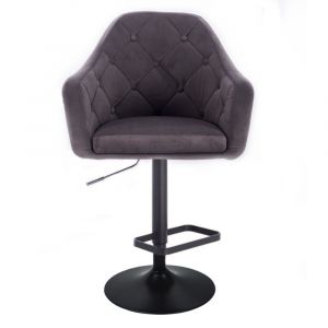 Barová židle ANDORA VELUR  na černém talíři - šedá