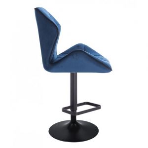 Barová židle MILANO MAX VELUR na černém talíři - modrá
