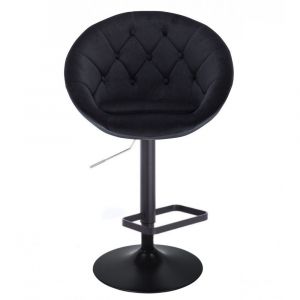 Barová židle VERA VELUR na černém talíři - černá