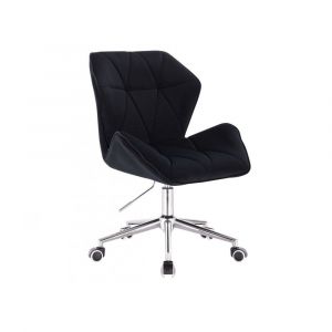 Židle MILANO MAX VELUR na stříbrné podstavě s kolečky - černá