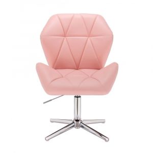 Kosmetická židle MILANO MAX na na stříbrném kříži - růžová