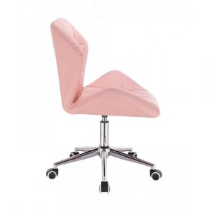 Kosmetická židle MILANO MAX na stříbrné podstavě s kolečky - růžová