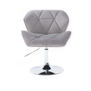 Kosmetická židle MILANO VELUR na stříbrném talíři - světle šedá