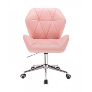 Židle MILANO MAX na stříbrné podstavě s kolečky - růžová