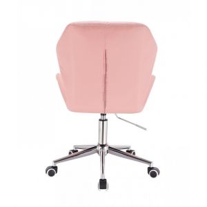 Židle MILANO MAX na stříbrné podstavě s kolečky - růžová