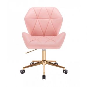 Židle MILANO MAX na zlaté podstavě s kolečky - růžová