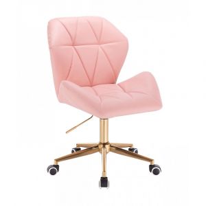 Židle MILANO MAX na zlaté podstavě s kolečky - růžová