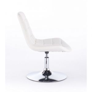 Židle PARIS na kulaté stříbrné podstavě - bílá
