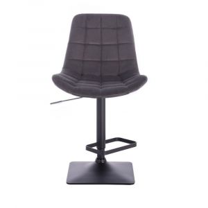 Barová židle PARIS VELUR na černé podstavě - šedá