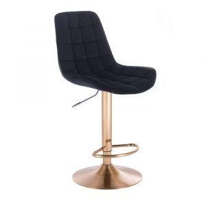  Barová židle PARIS VELUR na zlatém talíři - černá