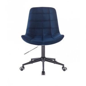 Židle PARIS VELUR na černé podstavě s kolečky - modrá