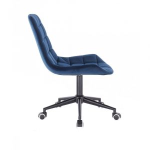 Židle PARIS VELUR na černé podstavě s kolečky - modrá